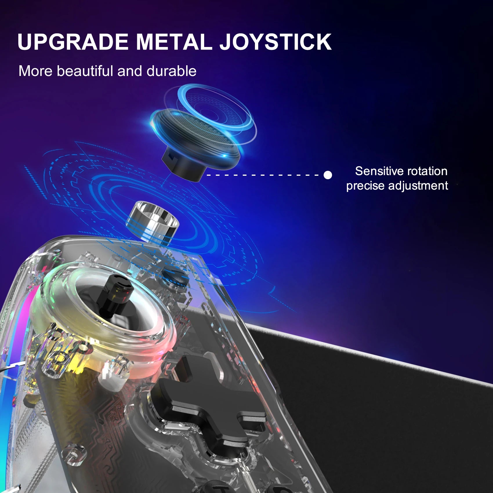 No Deadzone Enhanced  Controller for Switch/Switch OLED, Adjustable LED Light, Ergonomic Design, 6-Axis Gyro